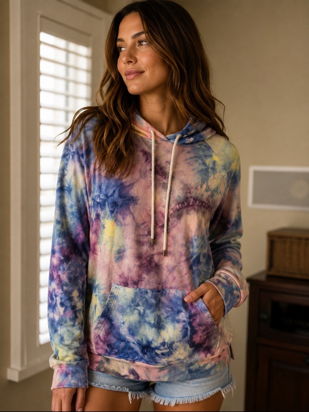 Eclipse Tie-Dye Pullover in Blue, Green & Pink